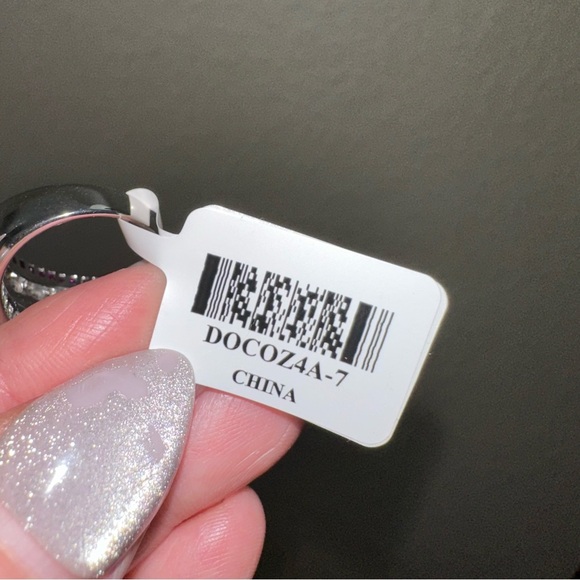 Diamond and Ruby lab stones silver band ring in size 7 - Picture 3 of 6